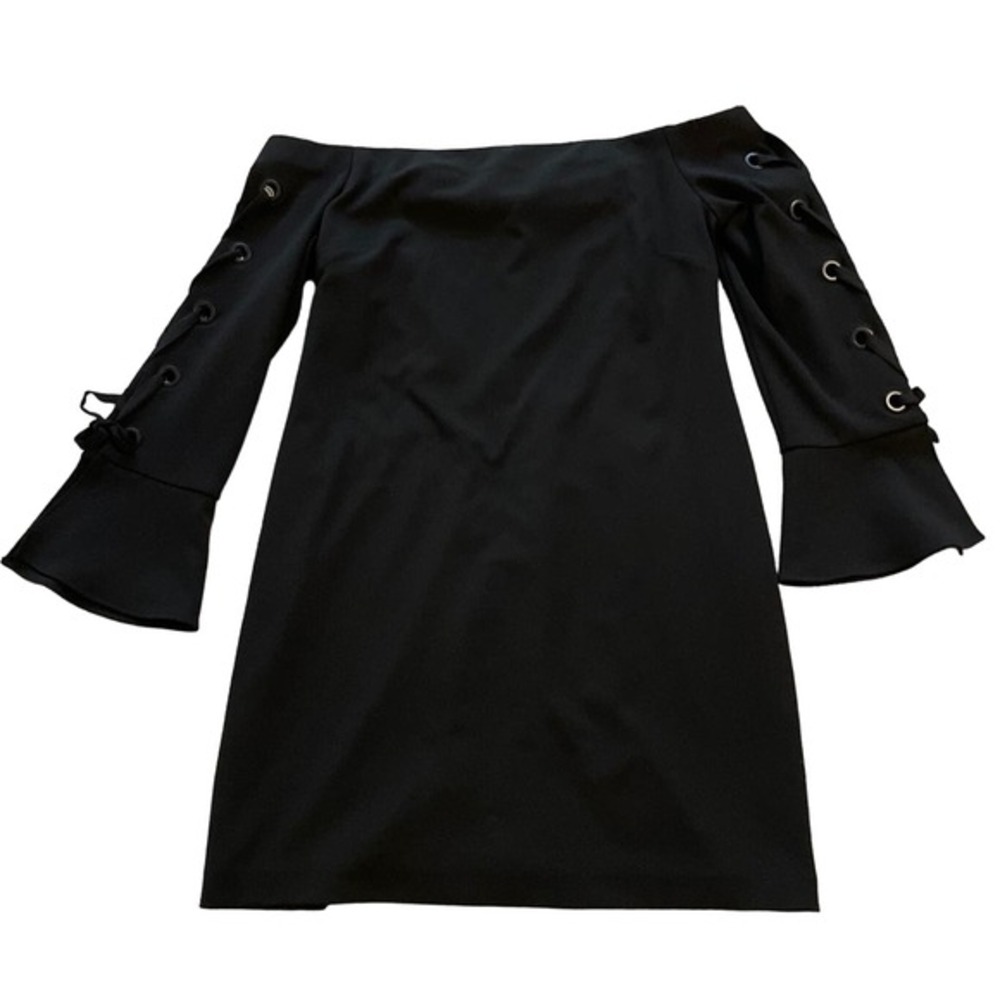 Vince Camuto Black Off the Shoulder Sheath Dress L
